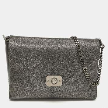 Pre Owned Mulberry Black/Metallic Leather Delphie Duo Chain Shoulder Bag