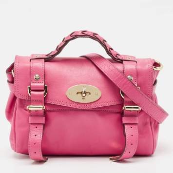 Pre Owned Mulberry Pink Leather Mini Alexa Crossbody Bag