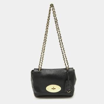 Pre Owned Mulberry Black Leather Small Lily Flap Shoulder Bag