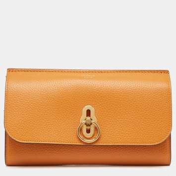 Pre Owned Mulberry Orange Leather Amberley Clutch