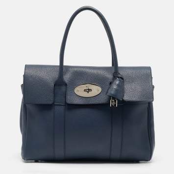 Pre Owned Mulberry Blue Leather Bayswater Satchel