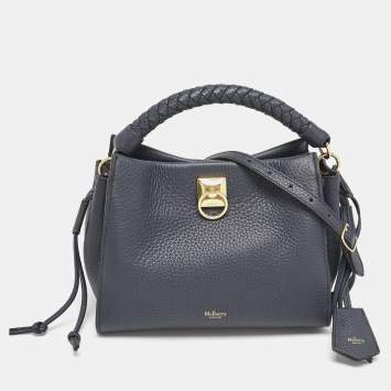 Pre Owned Mulberry Navy Blue Leather Small Iris Top Handle Bag