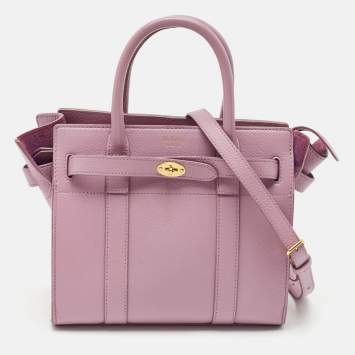 Pre Owned Mulberry Lavender Leather Mini Zipped Bayswater Tote