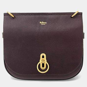 Pre Owned Mulberry Burgundy Leather Amberley Satchel Bag