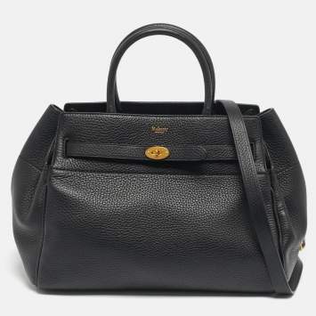 Pre Owned Mulberry Black Leather Belted Bayswater Tote