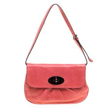 Pre Owned Mulberry Pink Pleated Leather Joelle Pochette