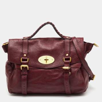 Pre Owned Mulberry Dark Burgundy Leather Alexa Top Handle Bag