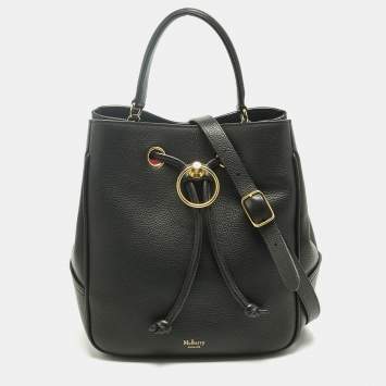 Pre Owned Mulberry Black Leather Hampstead Bucket Bag