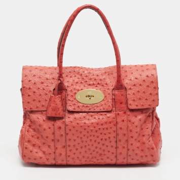 Pre Owned حقيبة ساتشل جلد نعام أحمر مالبري بايزواتر