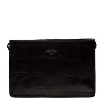 Pre Owned Mulberry Black Crocodile Embossed Clutch
