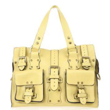 Pre Owned Mulberry Pale Yellow Leather Roxanne Satchel