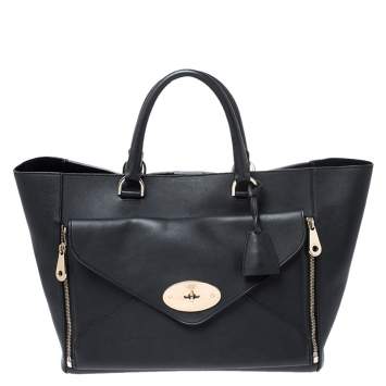 Pre Owned Mulberry Black Leather Large Willow Tote