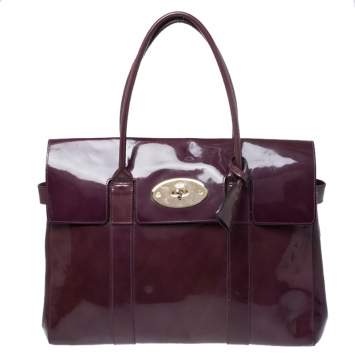 Pre Owned Mulberry Purple Patent Leather Bayswater Satchel