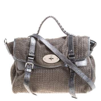 Pre Owned Mulberry Metallic Woven Fabric and Leather Alexa Top Handle Bag