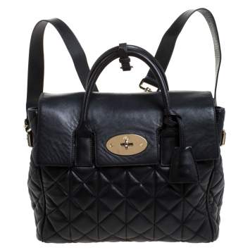 Pre Owned Mulberry Black Quilted Leather Cara Delevingne Convertible Bag