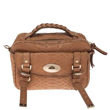 Pre Owned Mulberry Light Brown Python Embossed Leather Alexa Camera Bag
