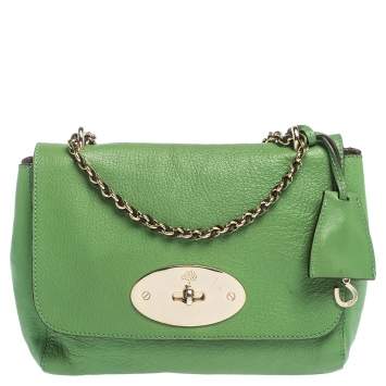 Pre Owned Mulberry Green Leather Small Lily Shoulder Bag