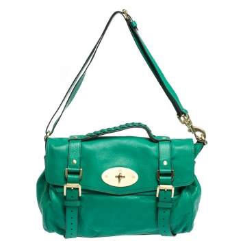 Pre Owned Mulberry Green Leather Alexa Satchel