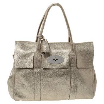 Pre Owned Mulberry Metallic Gold Crinkle Leather Bayswater Satchel