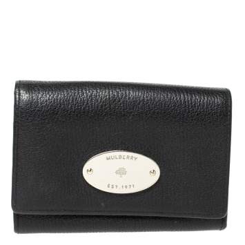 Pre Owned Mulberry Black Leather Compact Wallet