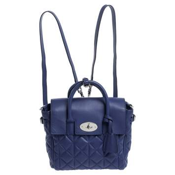 Pre Owned Mulberry Blue Quilted Leather Mini Cara Delevingne Backpack