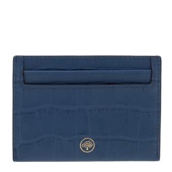 Pre Owned Mulberry Blue Croc Embossed Leather Card Holder