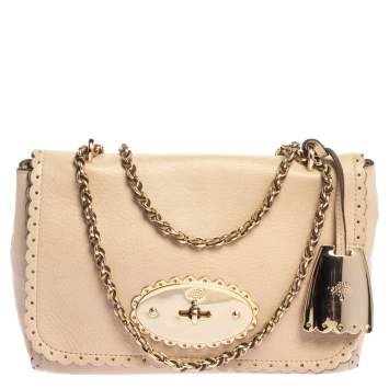 Pre Owned Mulberry Beige Leather Small Lily Shoulder Bag