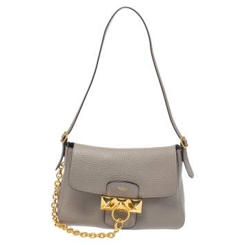 Pre Owned Mulberry Grey Soft Leather Mini Keeley Shoulder Bag