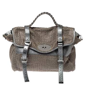 Pre Owned Mulberry Metallic Woven Fabric and Leather Alexa Top Handle Bag