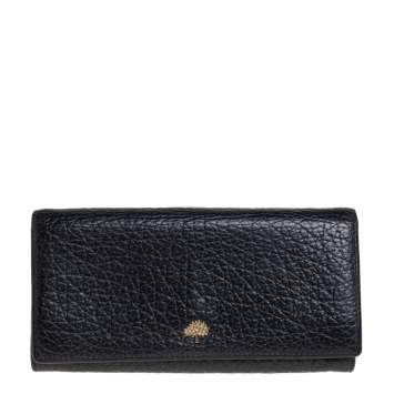 Pre Owned Mulberry Black Leather Flap Continental Wallet
