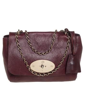 Pre Owned Mulberry Burgundy Leather Small Lily Shoulder Bag