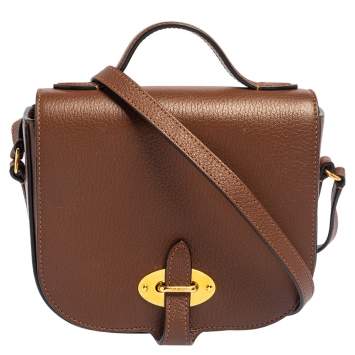 Pre Owned Mulberry Brown Leather Tenby Crossbody Bag