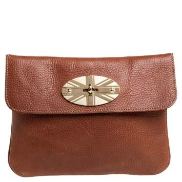 Pre Owned Mulberry Tan Leather Union Jack Clutch