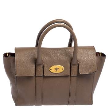 Pre Owned Mulberry Khaki Green Leather Small Bayswater Satchel