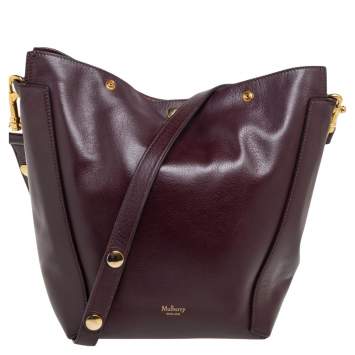 Pre Owned Mulberry Burgundy Leather Camden Press Studded Hobo