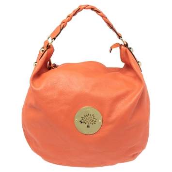 Pre Owned Mulberry Orange Leather Large Daria Hobo