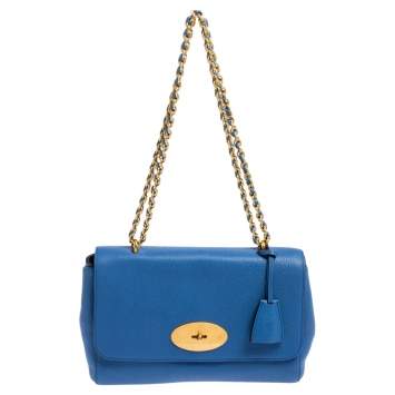 Pre Owned Mulberry Blue Leather Medium Lily Shoulder Bag
