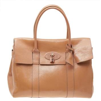 مملوكة مسبقًا Mulberry Beige Crinkle Leather Bayswater Satchel