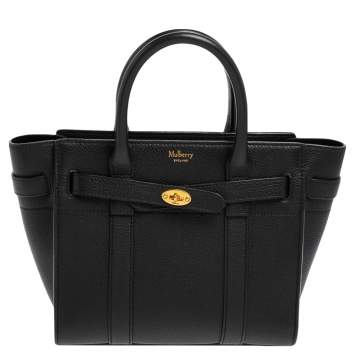 Pre Owned Mulberry Black Leather Mini Bayswater Tote