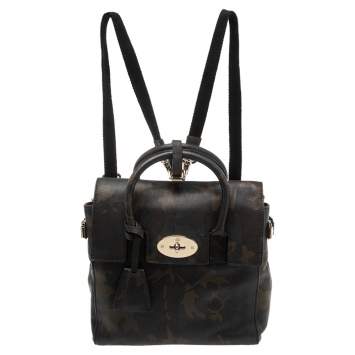 Pre Owned Mulberry Green Camo Leather Mini Cara Delevingne Backpack