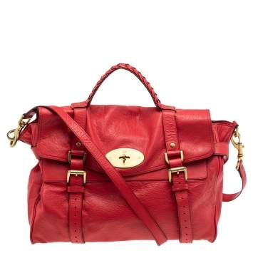 Pre Owned Mulberry Coral Pink Leather Oversized Alexa Satchel
