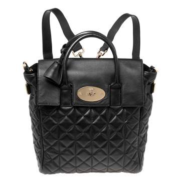 Pre Owned Mulberry Black Quilted Leather Cara Delevingne Convertible Bag