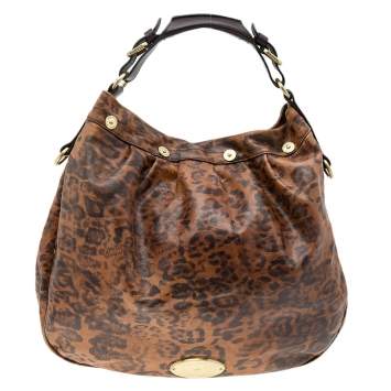 Pre Owned Mulberry Brown Leopard Print Leather Mitzy Hobo