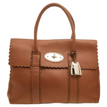 Pre Owned Mulberry Brown Scalloped Leather Bayswater Satchel