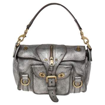 Pre Owned Mulberry Metallic Grey Leather Shoulder Bag