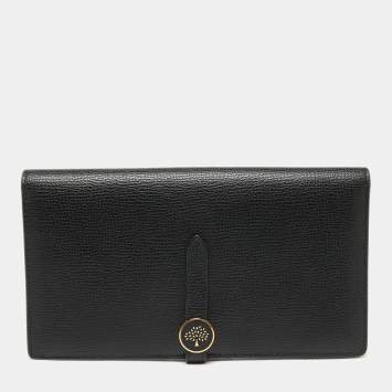 Pre Owned Mulberry Black Leather Tree Logo Long Wallet