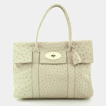 Pre Owned Mulberry Pale Green Ostrich Bayswater Satchel