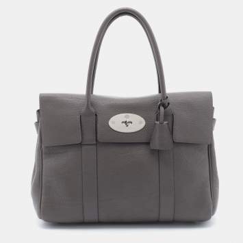Pre Owned Mulberry Grey Grain Leather Bayswater Satchel
