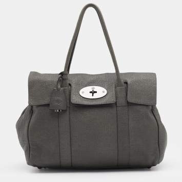 مملوكة مسبقًا Mulberry Grey Shimmery Leather Bayswater Satchel