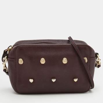 Pre Owned Mulberry Burgundy Leather Cara Delevingne Pouch